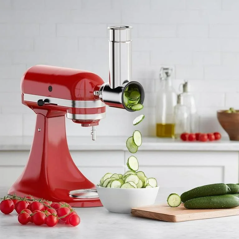 Gvode Stainless Steel Cheese Grater for KitchenAid, 4 Blades, Slicer Shredder Attachment