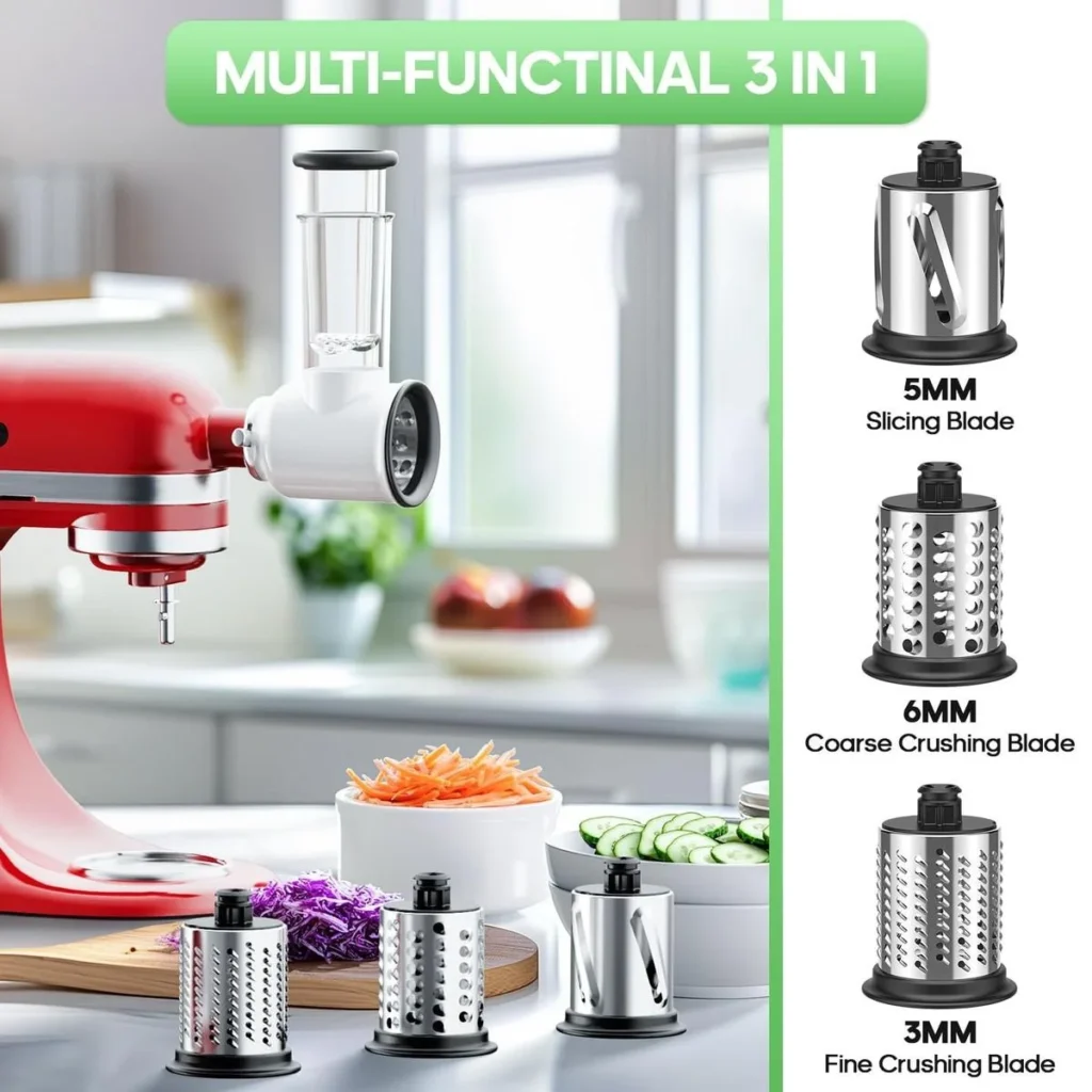 Slicer Shredder Attachment for KitchenAid Stand Mixer, Cheese Grater for KitchenAid
